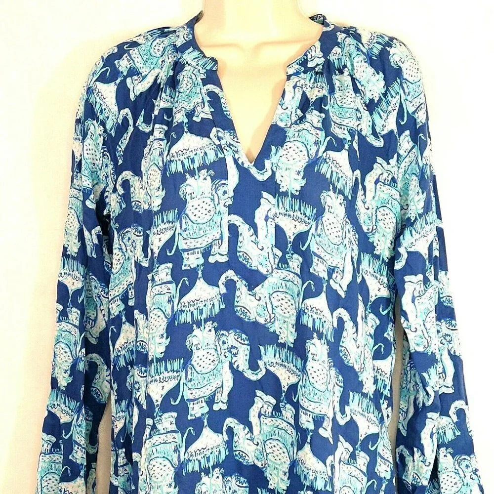 Lilly Pulitzer Martinique Joy Ride Top Blouse Blue - Picture 3 of 9